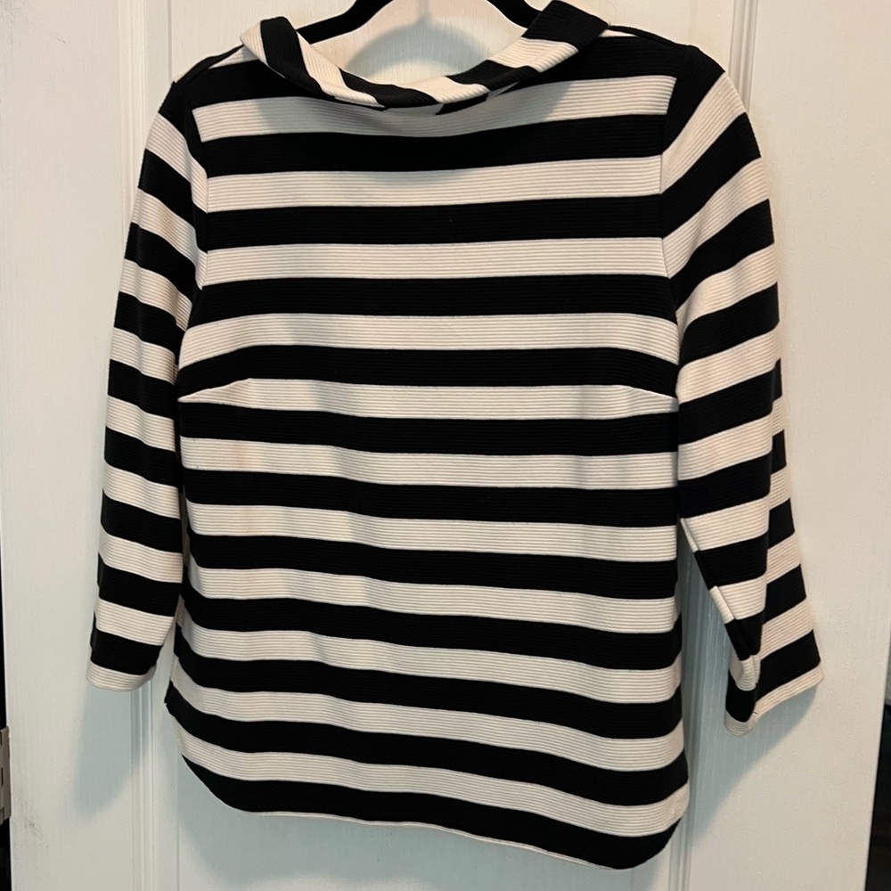 Vintage Talbots Mod 60s Vibes Black and White Striped Women's top Size medium - Picture 13 of 17